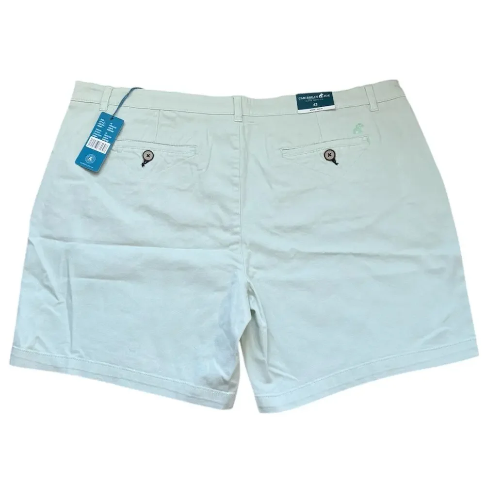 Caribbean Joe Shorts Mens Chino Aqua Size 42 Cotton Golf Stretch Comfort - Picture 3 of 7